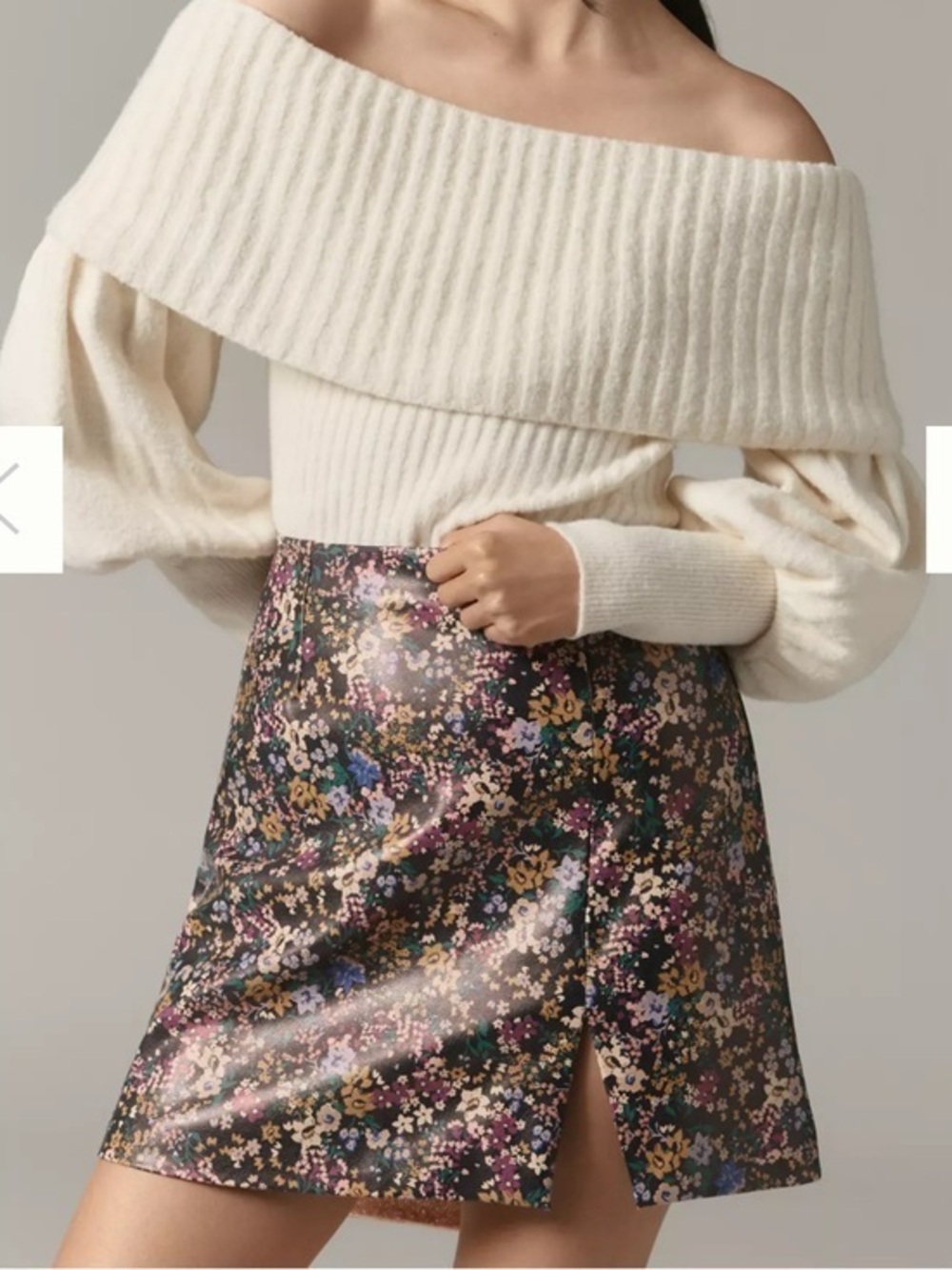 MAEVE Faux-Leather Side-Slit Micro Mini Skirt from Anthropologie, Size 10.